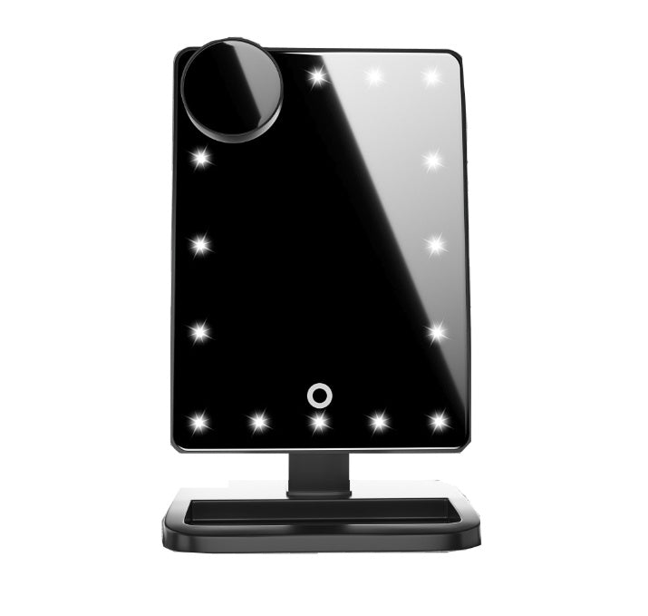 Miroir Maquillage LED Tactile – Bluetooth, 20 LED & Grossissement 10x