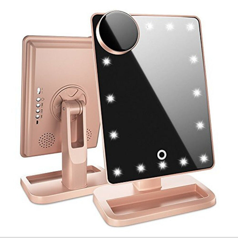 Miroir Maquillage LED Tactile – Bluetooth, 20 LED & Grossissement 10x